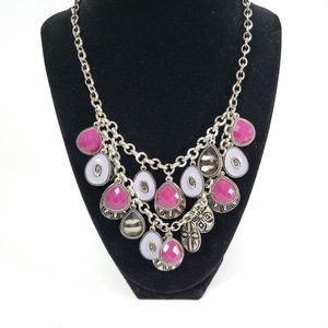 Purple & silver embellished statement necklace